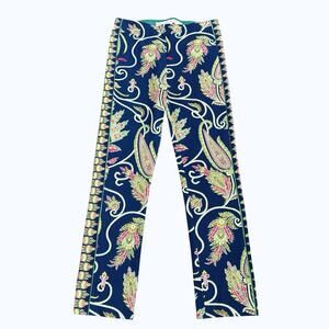 Gretchen Scott Navy Print Gripeless Pull-On Skinny Pants SZ Small NWT $149
